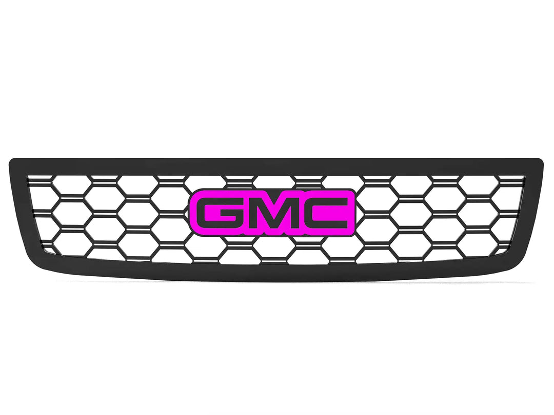 APS Black Stainless Mesh Grille Insert With LEDs – Fits 2003-2006 GMC Sierra 1500 Main Upper – Laser Cut