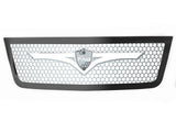 Silver stainless steel grille for 2005-2007 Chevy Silverado with OverkillFAB logo in the center