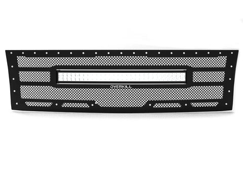 Black stainless steel grille with a 30-inch LED light bar for a Chevy Silverado.